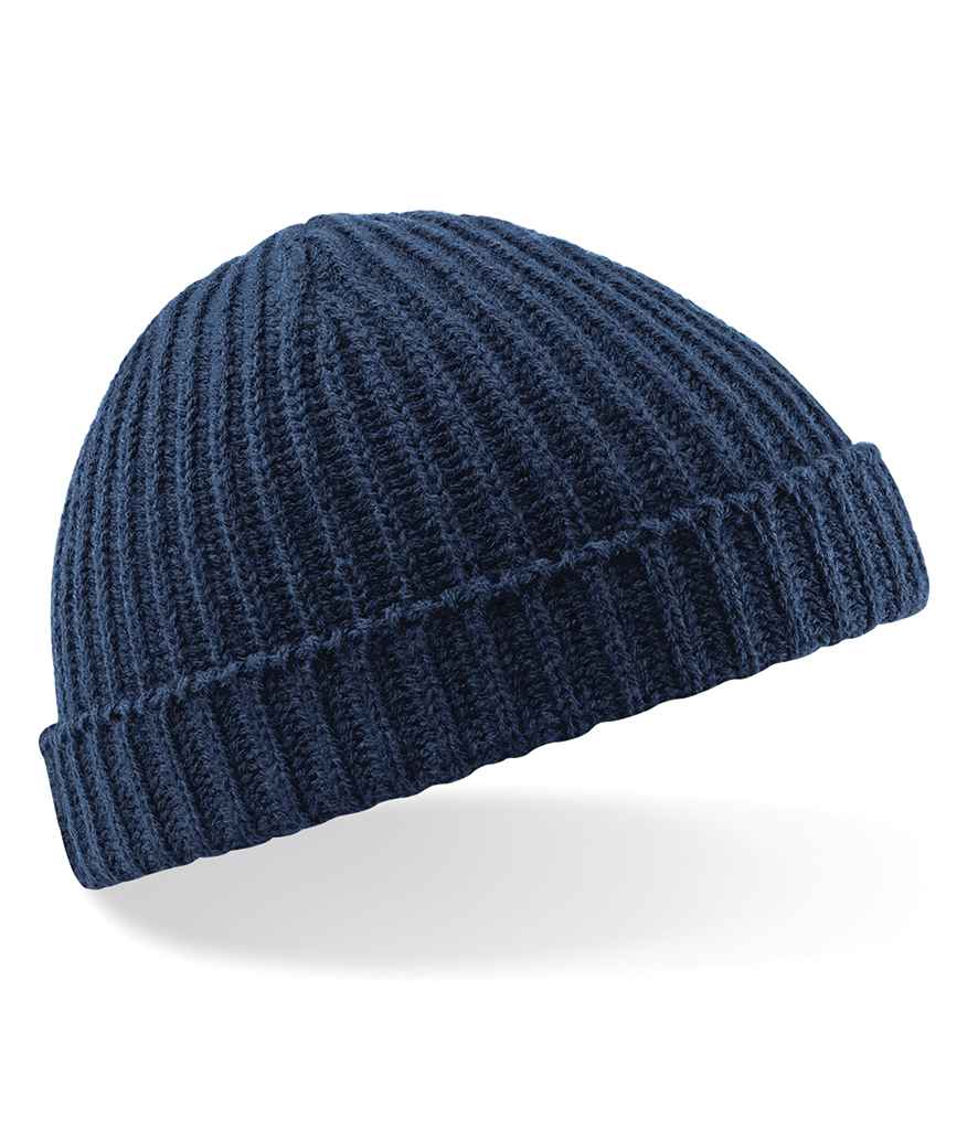 Beechfield Trawler Beanie in ONE French Navy by Beechfield — Custom branded clothing by Print Press, featuring premium embroidery produced in our specialist print lab in the UK.