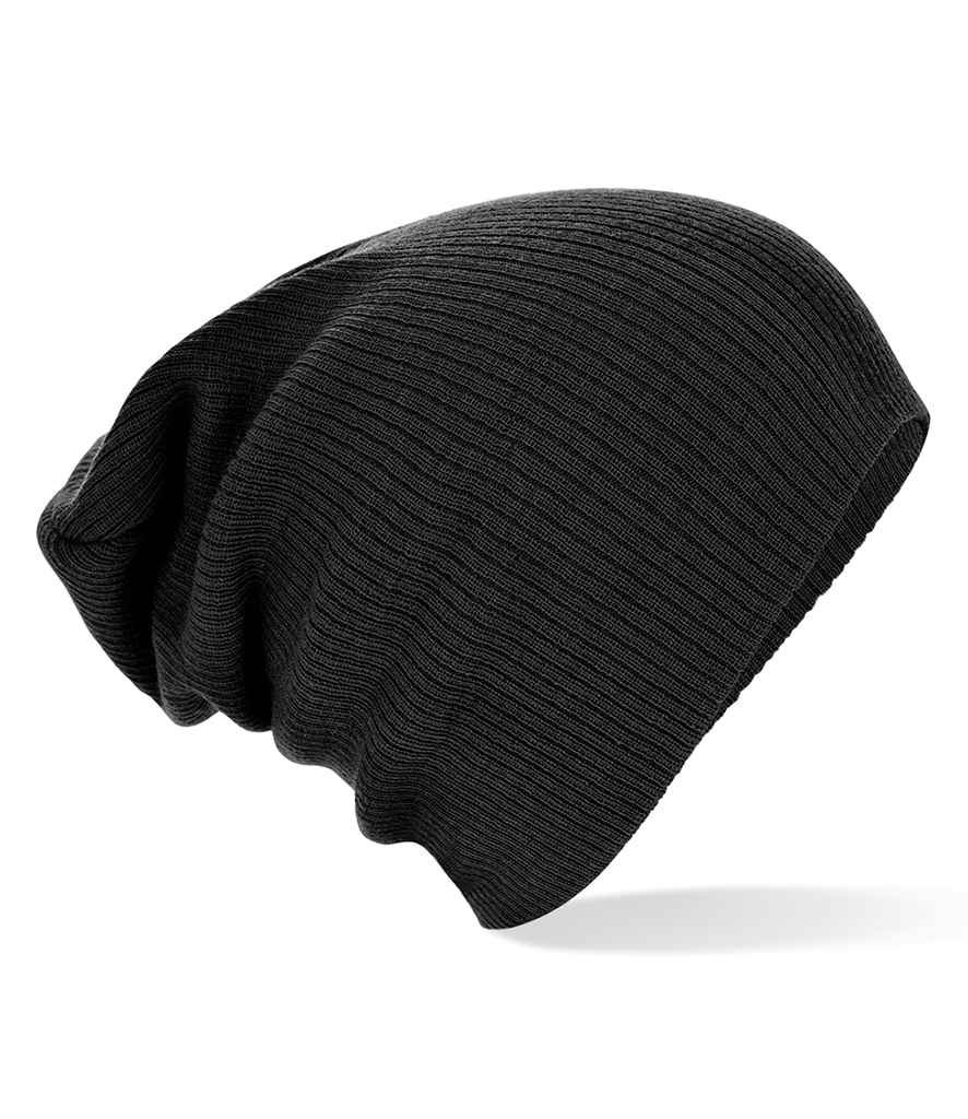 Beechfield Slouch Beanie in ONE Black by Beechfield — Custom branded clothing by Print Press, featuring premium embroidery produced in our specialist print lab in the UK.