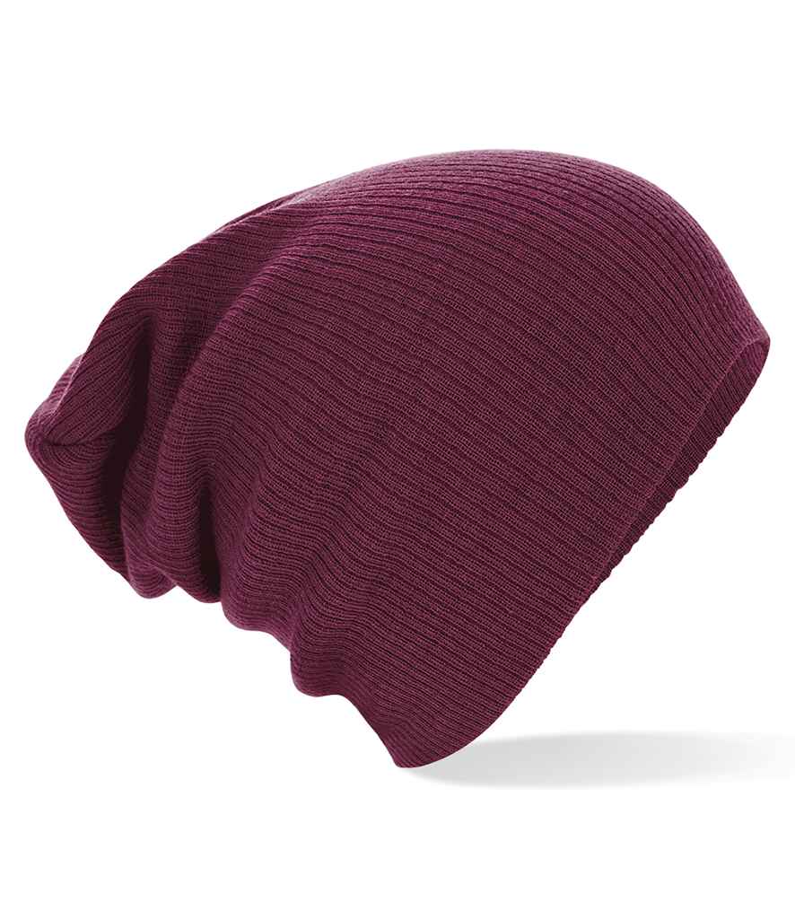Beechfield Slouch Beanie in ONE Burgundy by Beechfield — Custom branded clothing by Print Press, featuring premium embroidery produced in our specialist print lab in the UK.