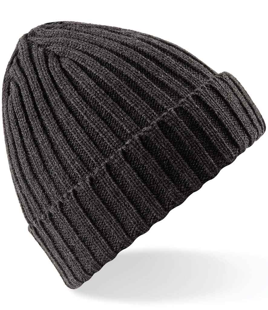 Beechfield Chunky Ribbed Beanie in ONE Charcoal by Beechfield — Custom branded clothing by Print Press, featuring premium embroidery produced in our specialist print lab in the UK.