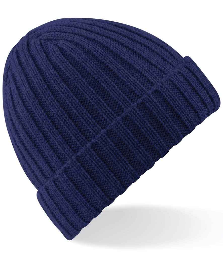 Beechfield Chunky Ribbed Beanie in ONE Oxford Navy by Beechfield — Custom branded clothing by Print Press, featuring premium embroidery produced in our specialist print lab in the UK.