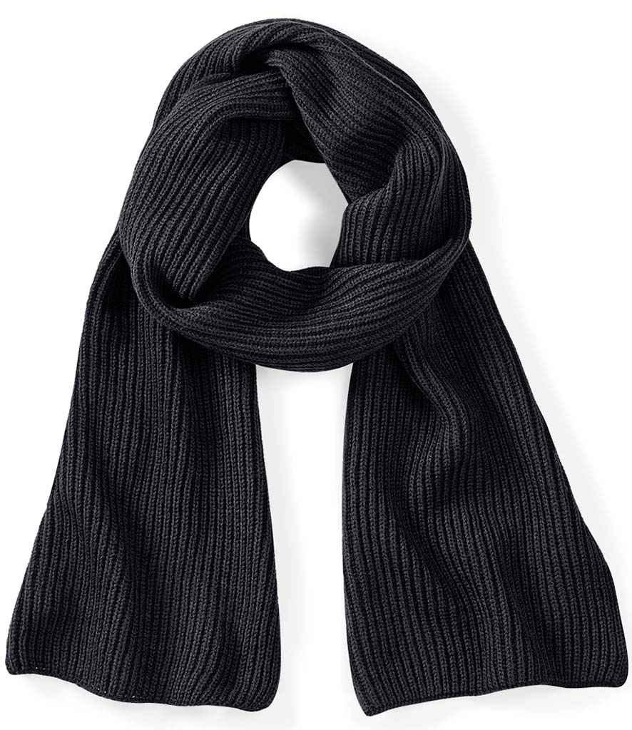 Beechfield Metro Knitted Scarf in ONE Black by Beechfield — Custom branded clothing by Print Press, featuring premium embroidery produced in our specialist print lab in the UK.