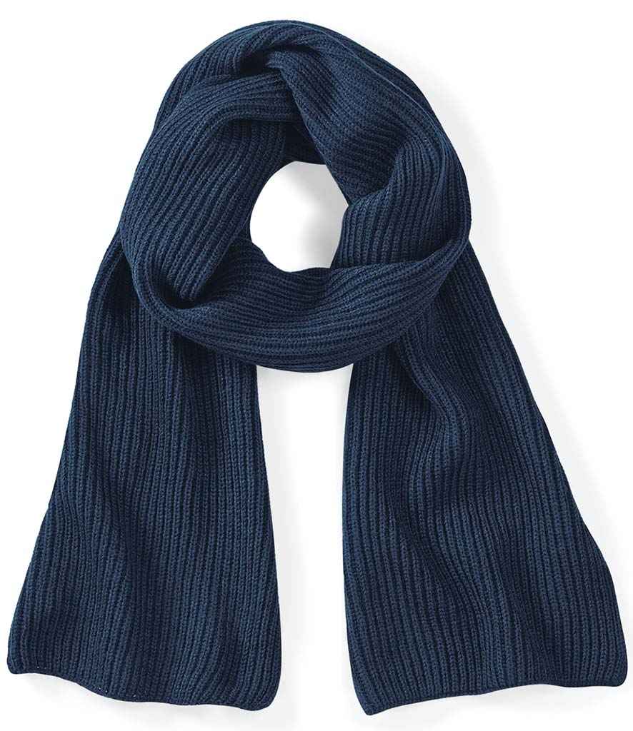 Beechfield Metro Knitted Scarf in ONE French Navy by Beechfield — Custom branded clothing by Print Press, featuring premium embroidery produced in our specialist print lab in the UK.