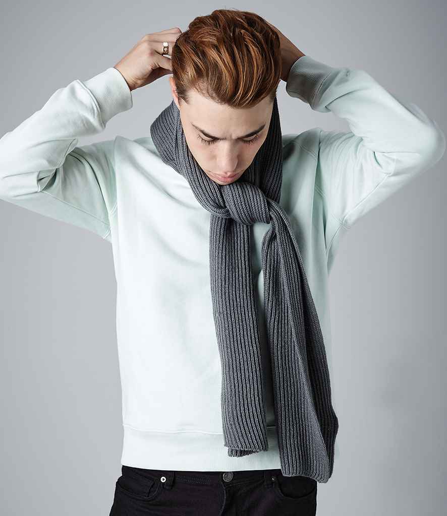 Beechfield Metro Knitted Scarf in ONE Smoke Grey by Beechfield — Custom branded clothing by Print Press, featuring premium embroidery produced in our specialist print lab in the UK.