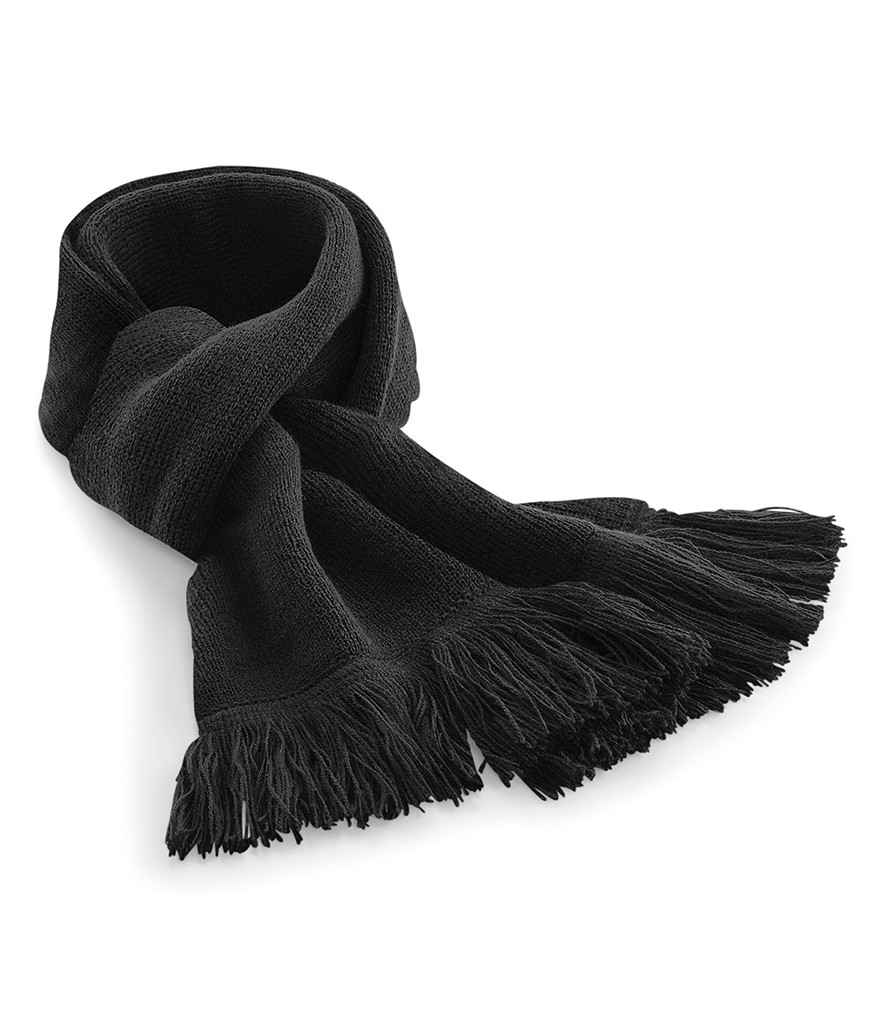 Beechfield Classic Knitted Scarf in ONE Black by Beechfield — Custom branded clothing by Print Press, featuring premium embroidery produced in our specialist print lab in the UK.