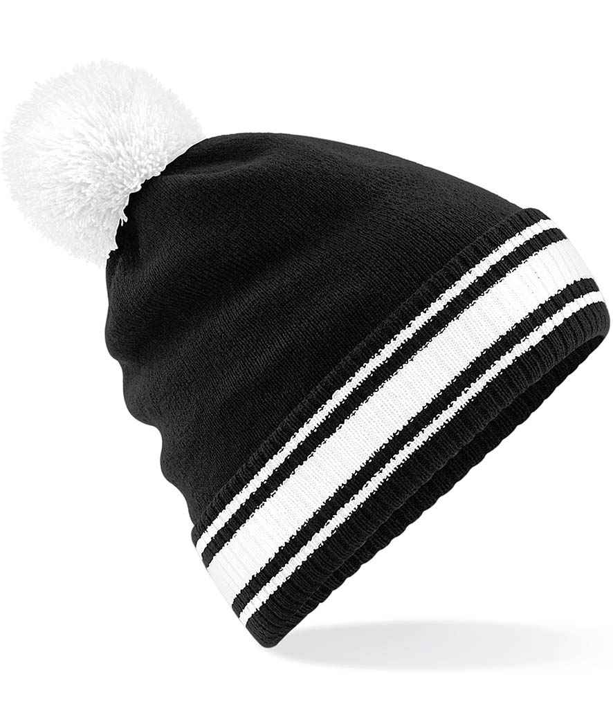 Beechfield Stadium Beanie in ONE Black White by Beechfield — Custom branded clothing by Print Press, featuring premium embroidery produced in our specialist print lab in the UK.