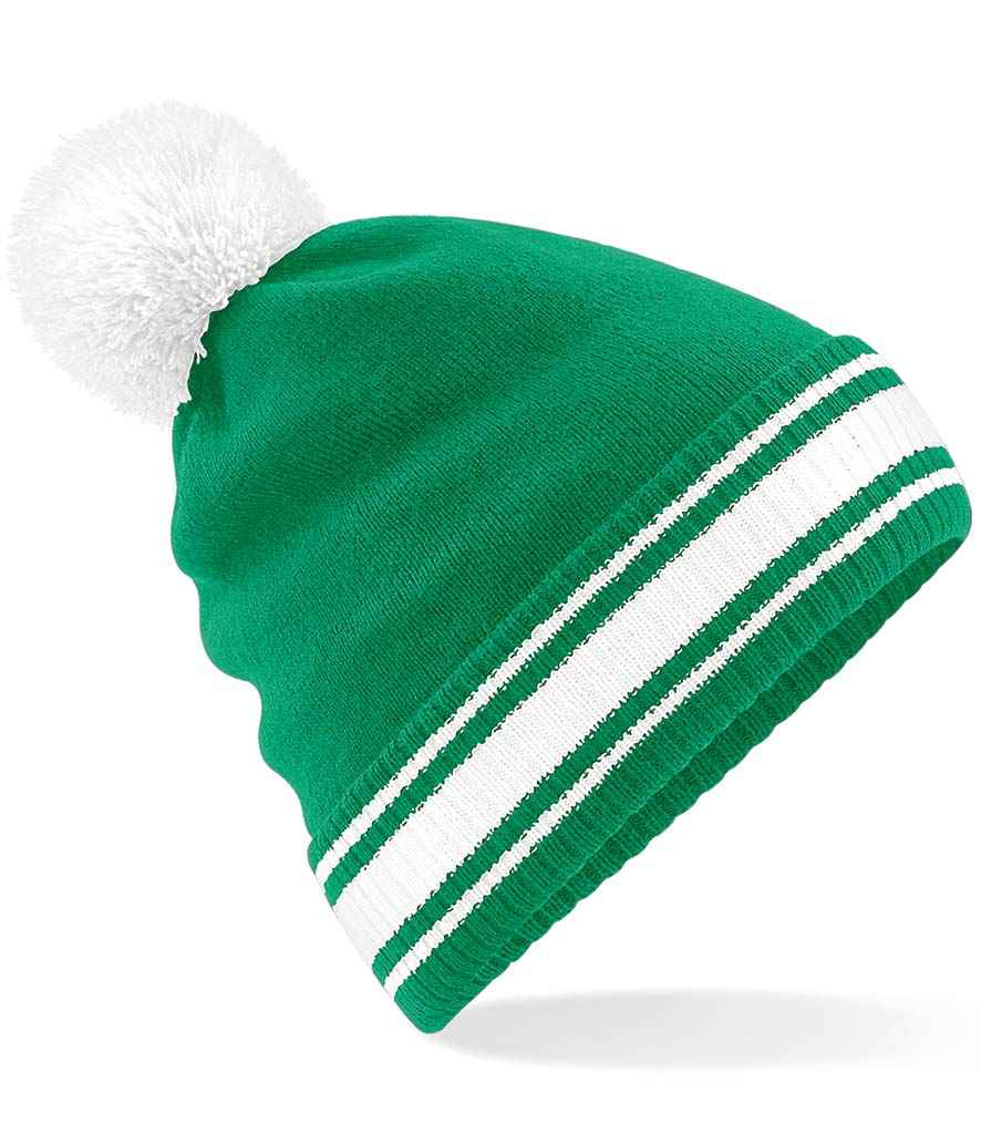 Beechfield Stadium Beanie in ONE Kelly Green White by Beechfield — Custom branded clothing by Print Press, featuring premium embroidery produced in our specialist print lab in the UK.