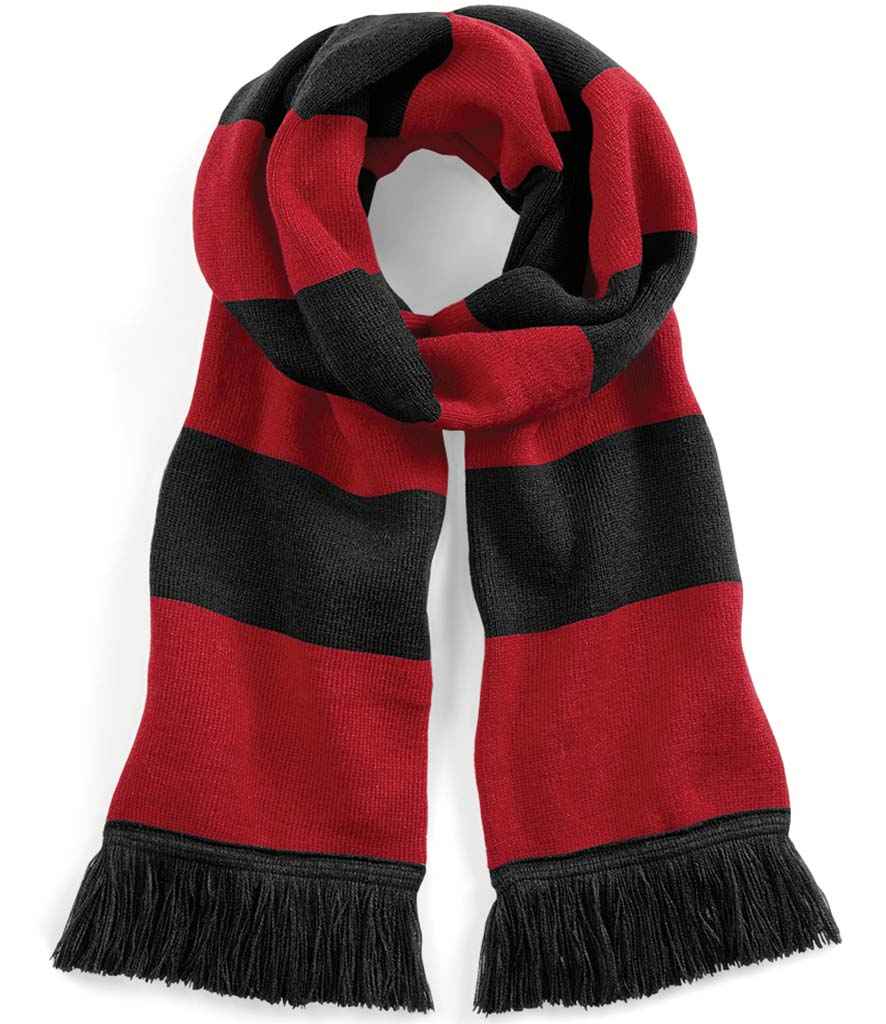 Beechfield Stadium Scarf in ONE Black Classic Red by Beechfield — Custom branded clothing by Print Press, featuring premium embroidery produced in our specialist print lab in the UK.
