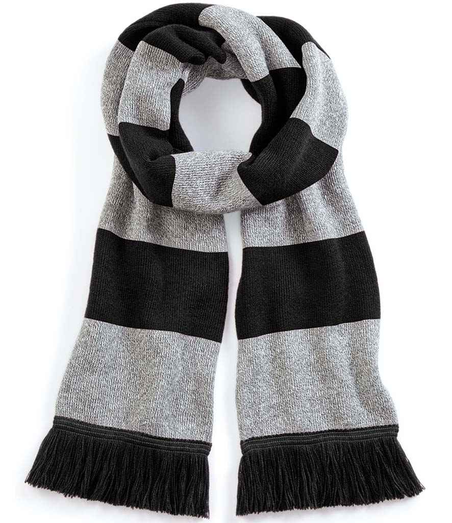 Beechfield Stadium Scarf in ONE Black Heather Grey by Beechfield — Custom branded clothing by Print Press, featuring premium embroidery produced in our specialist print lab in the UK.