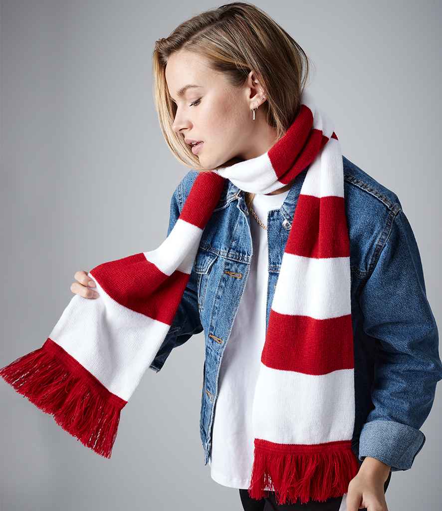 Beechfield Stadium Scarf in ONE Classic Red White by Beechfield — Custom branded clothing by Print Press, featuring premium embroidery produced in our specialist print lab in the UK.