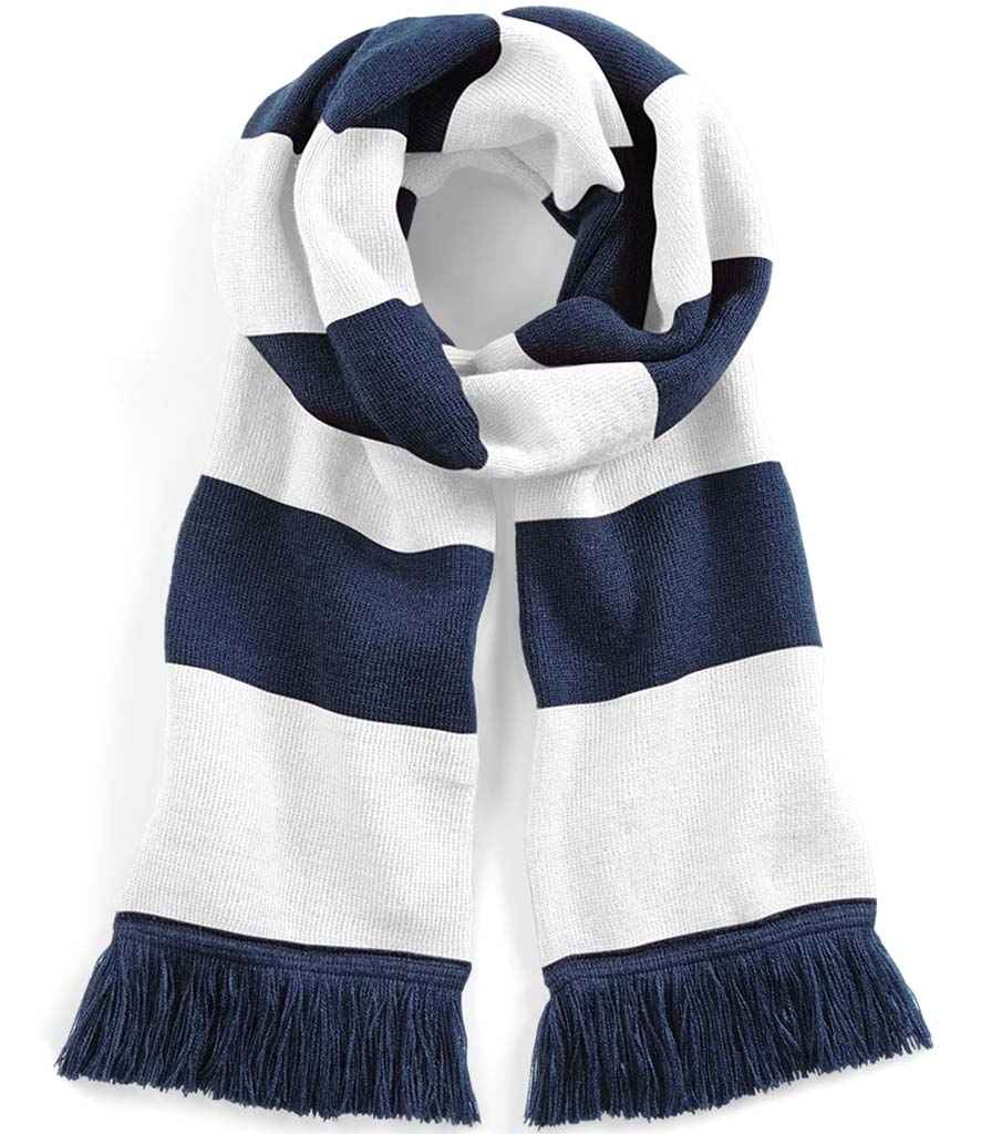 Beechfield Stadium Scarf in ONE French Navy White by Beechfield — Custom branded clothing by Print Press, featuring premium embroidery produced in our specialist print lab in the UK.