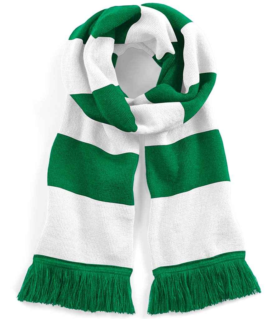 Beechfield Stadium Scarf in ONE Kelly Green White by Beechfield — Custom branded clothing by Print Press, featuring premium embroidery produced in our specialist print lab in the UK.