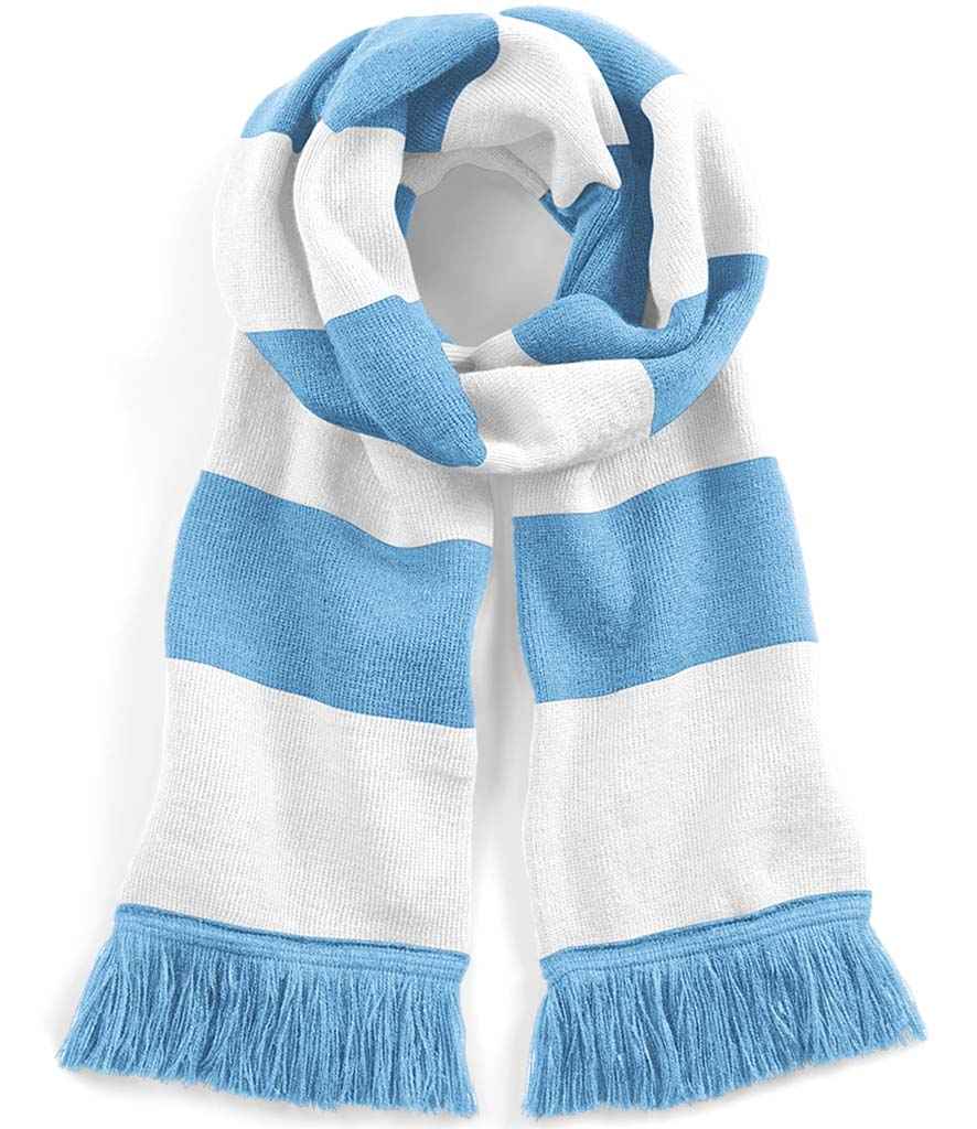 Beechfield Stadium Scarf in ONE Sky Blue White by Beechfield — Custom branded clothing by Print Press, featuring premium embroidery produced in our specialist print lab in the UK.