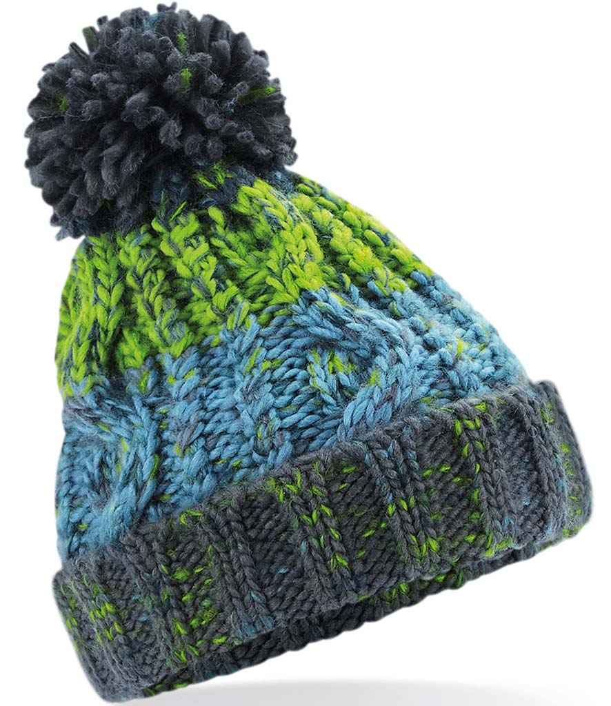 Beechfield Junior Corkscrew Pom Pom Beanie in ONE Electric Grey by Beechfield — Custom branded clothing by Print Press, featuring premium embroidery produced in our specialist print lab in the UK.