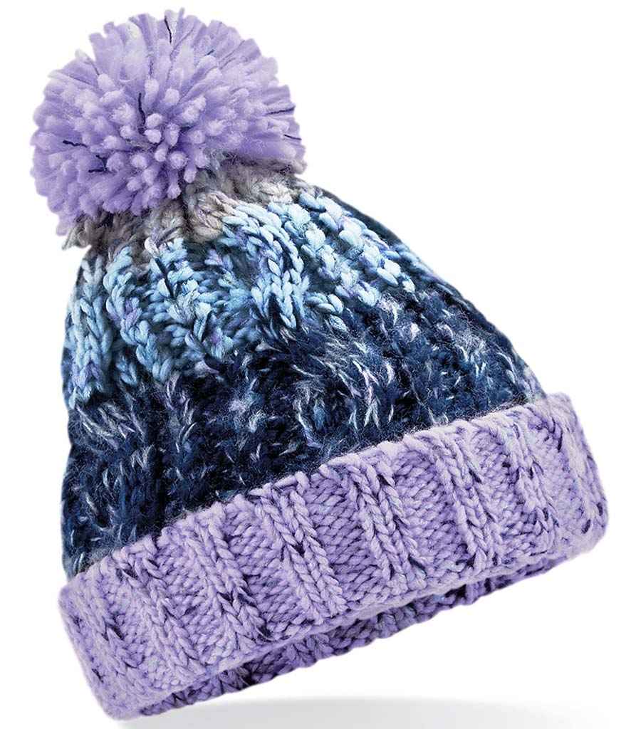 Beechfield Junior Corkscrew Pom Pom Beanie in ONE Lavender Fizz by Beechfield — Custom branded clothing by Print Press, featuring premium embroidery produced in our specialist print lab in the UK.