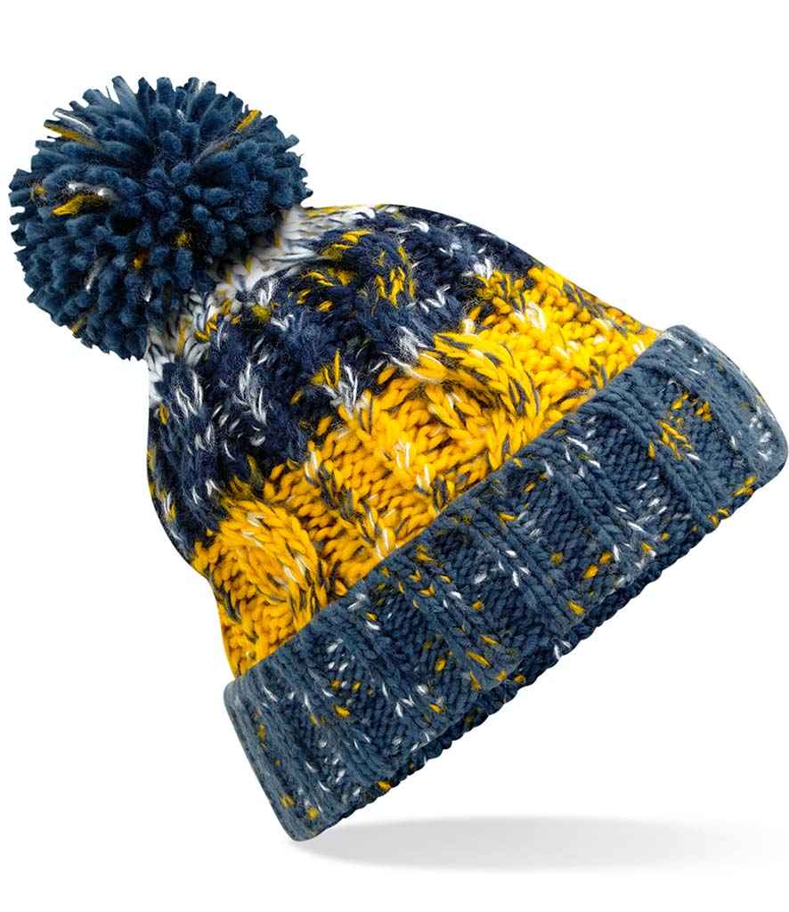 Beechfield Corkscrew Pom Pom Beanie in ONE Morning Frost by Beechfield — Custom branded clothing by Print Press, featuring premium embroidery produced in our specialist print lab in the UK.