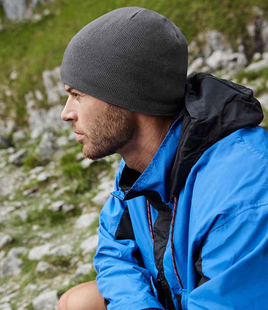 Beechfield Water Repellent Active Beanie in ONE Graphite Grey by Beechfield — Custom branded clothing by Print Press, featuring premium embroidery produced in our specialist print lab in the UK.