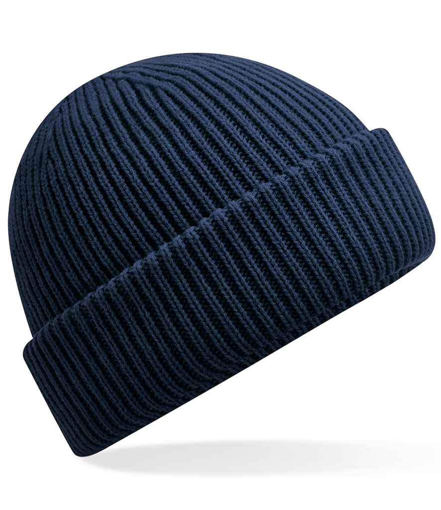 Beechfield Recycled Wind Resistant Breathable Elements Beanie in ONE French Navy by Beechfield — Custom branded clothing by Print Press, featuring premium embroidery produced in our specialist print lab in the UK.