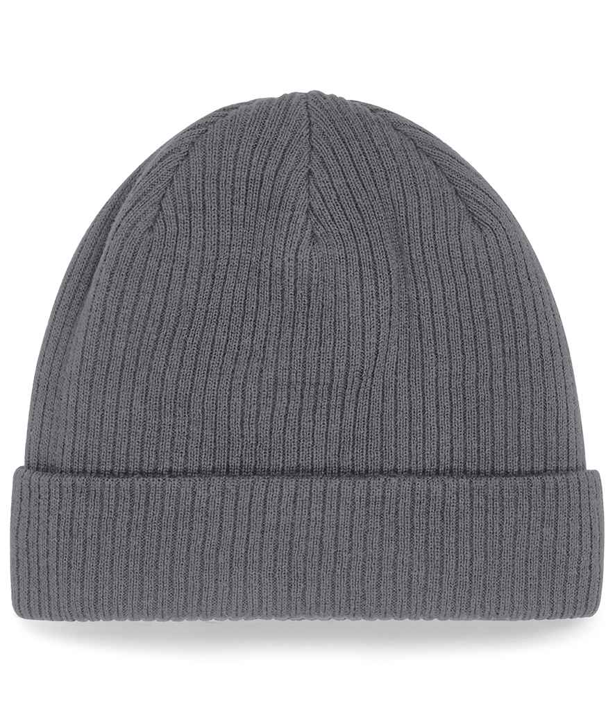 Beechfield Organic Cotton Beanie in ONE Graphite Grey by Beechfield — Custom branded clothing by Print Press, featuring premium embroidery produced in our specialist print lab in the UK.
