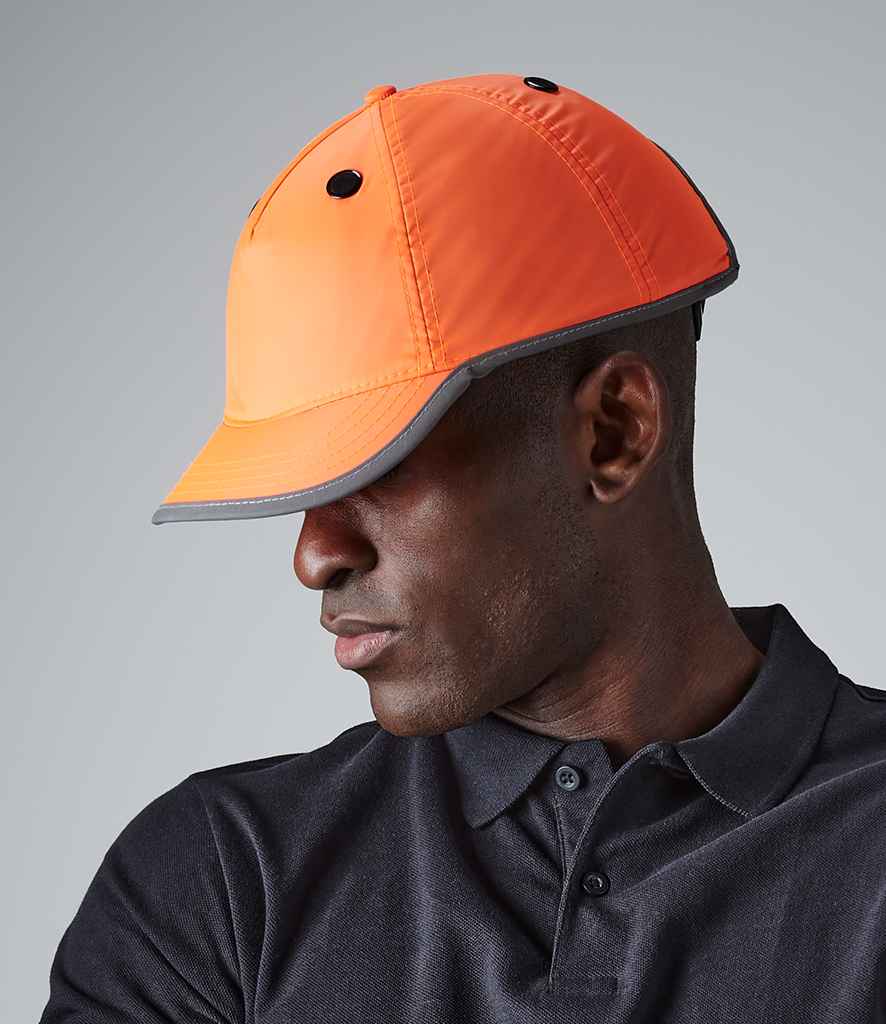 Beechfield Enhanced-Viz EN812 Bump Cap in ONE Fluorescent Orange by Beechfield — Custom branded clothing by Print Press, featuring premium embroidery produced in our specialist print lab in the UK.