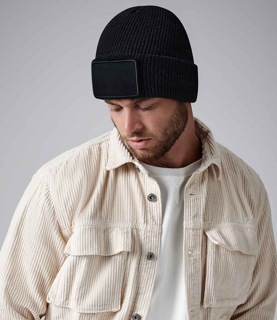 Beechfield Removable Patch Thinsulate™ Beanie in ONE Black by Beechfield — Custom branded clothing by Print Press, featuring premium embroidery produced in our specialist print lab in the UK.