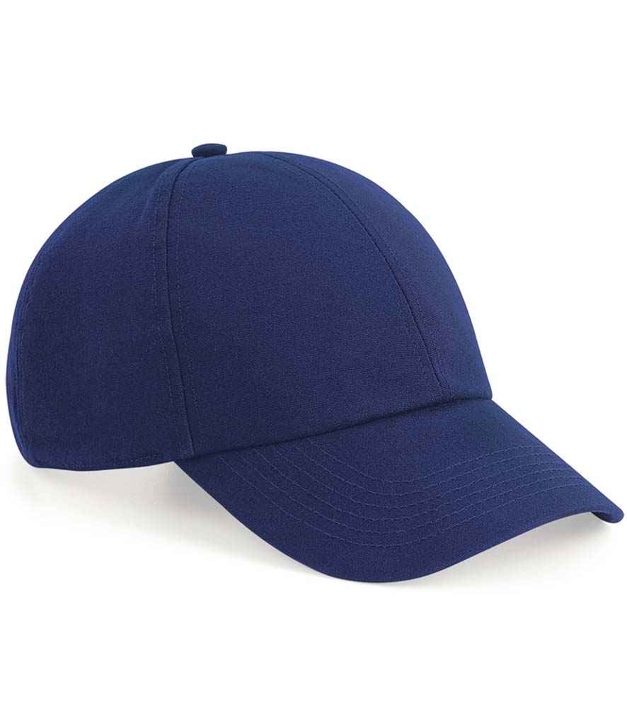 Beechfield Organic Cotton 6 Panel Cap in ONE Oxford Navy by Beechfield — Custom branded clothing by Print Press, featuring premium embroidery produced in our specialist print lab in the UK.