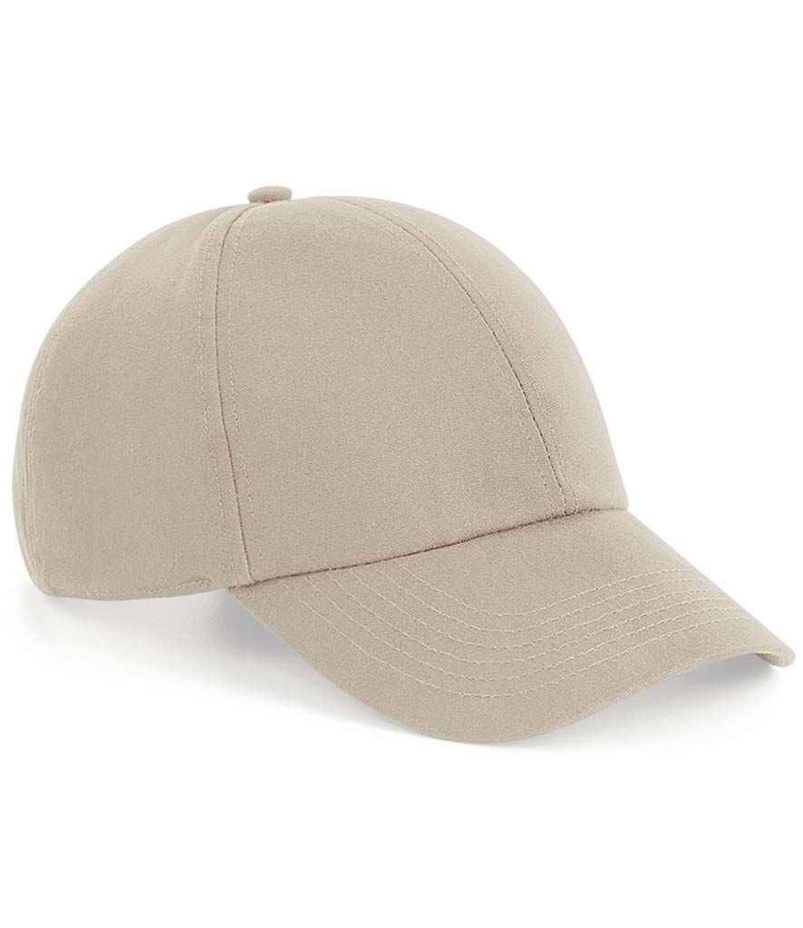 Beechfield Organic Cotton 6 Panel Cap in ONE Sand by Beechfield — Custom branded clothing by Print Press, featuring premium embroidery produced in our specialist print lab in the UK.