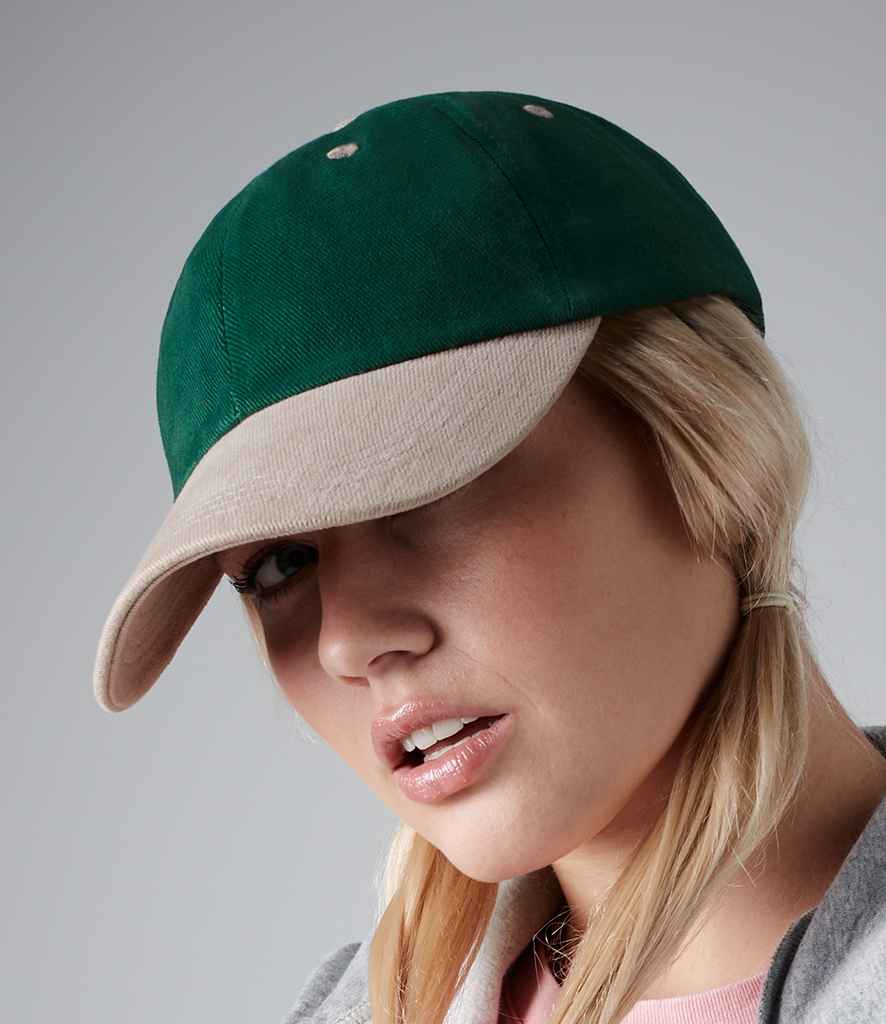 Beechfield Heavy Brushed Low Profile Cap in ONE Forest Green Taupe by Beechfield — Custom branded clothing by Print Press, featuring premium embroidery produced in our specialist print lab in the UK.