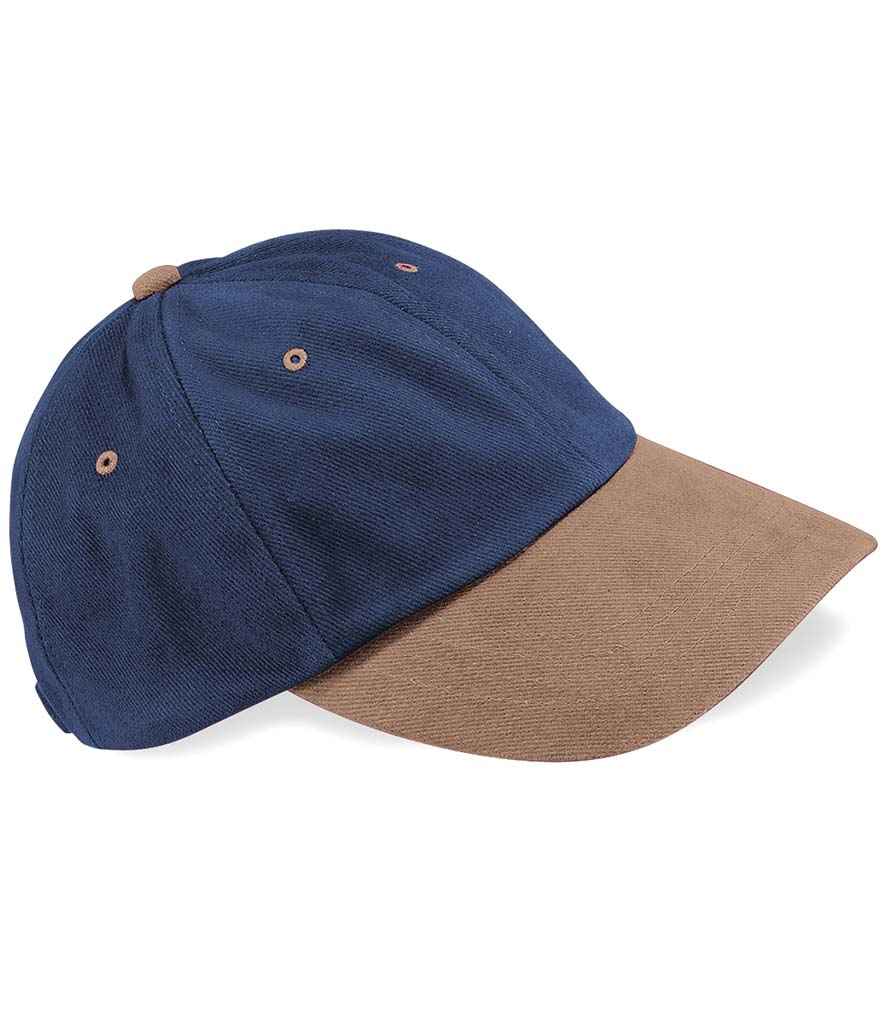 Beechfield Heavy Brushed Low Profile Cap in ONE French Navy Taupe by Beechfield — Custom branded clothing by Print Press, featuring premium embroidery produced in our specialist print lab in the UK.