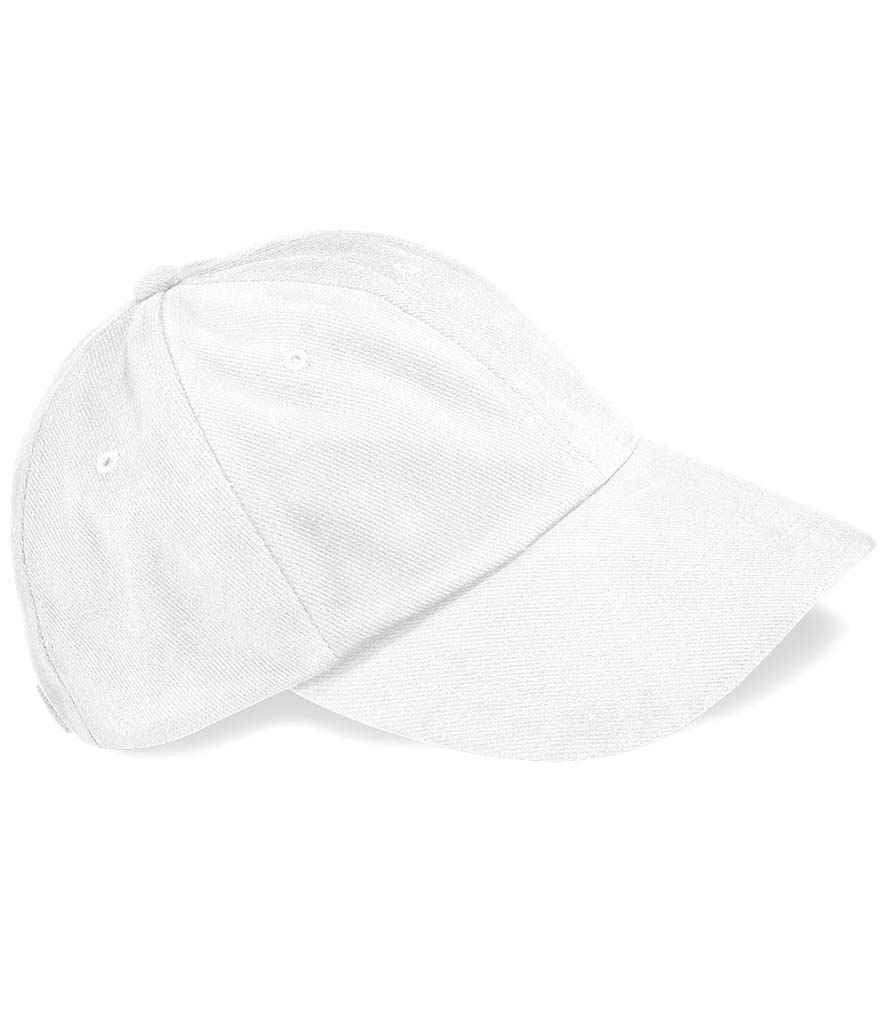 Beechfield Heavy Brushed Low Profile Cap in ONE White by Beechfield — Custom branded clothing by Print Press, featuring premium embroidery produced in our specialist print lab in the UK.