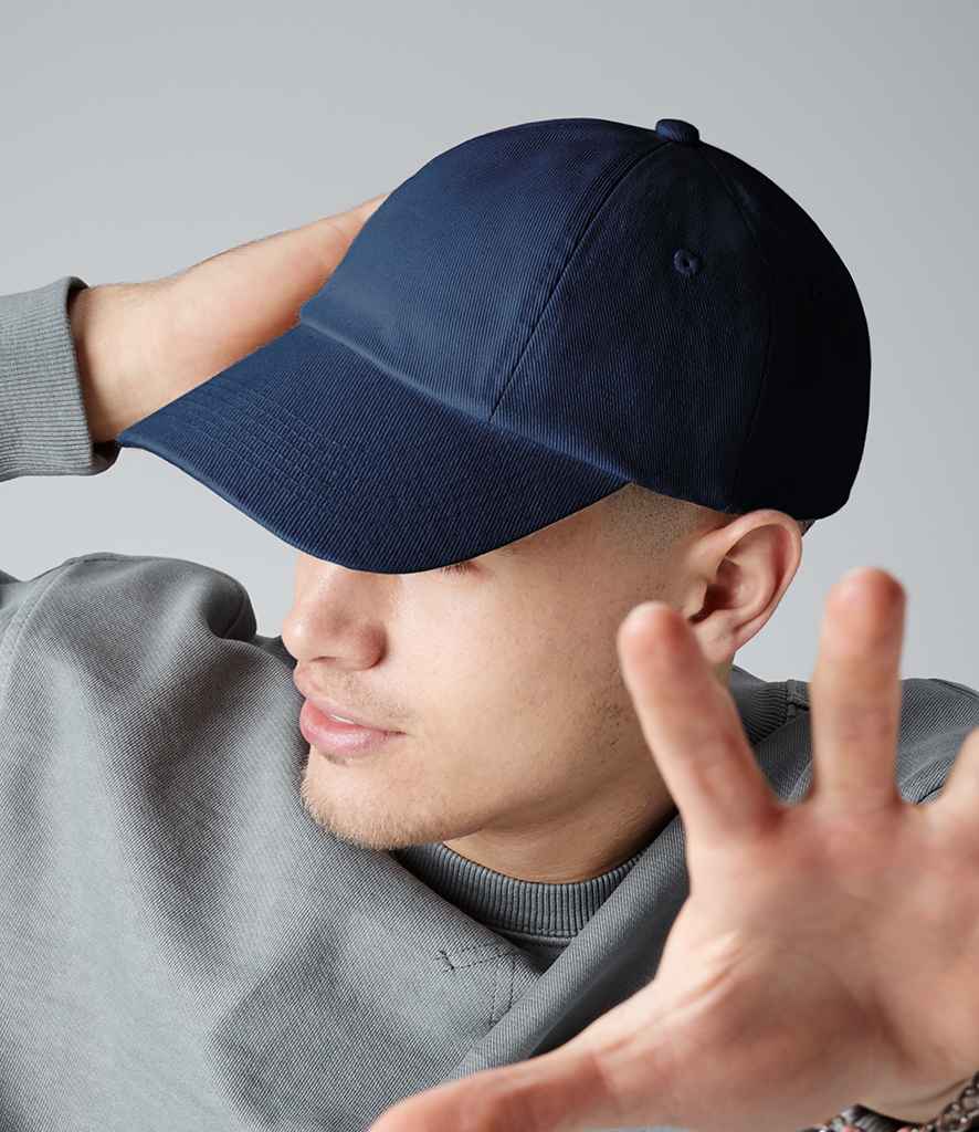 Beechfield Low Profile Heavy Cotton Drill Cap in ONE French Navy by Beechfield — Custom branded clothing by Print Press, featuring premium embroidery produced in our specialist print lab in the UK.