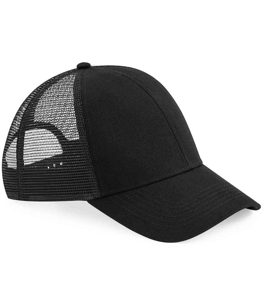 Beechfield Organic Cotton Trucker Cap in ONE Black by Beechfield — Custom branded clothing by Print Press, featuring premium embroidery produced in our specialist print lab in the UK.