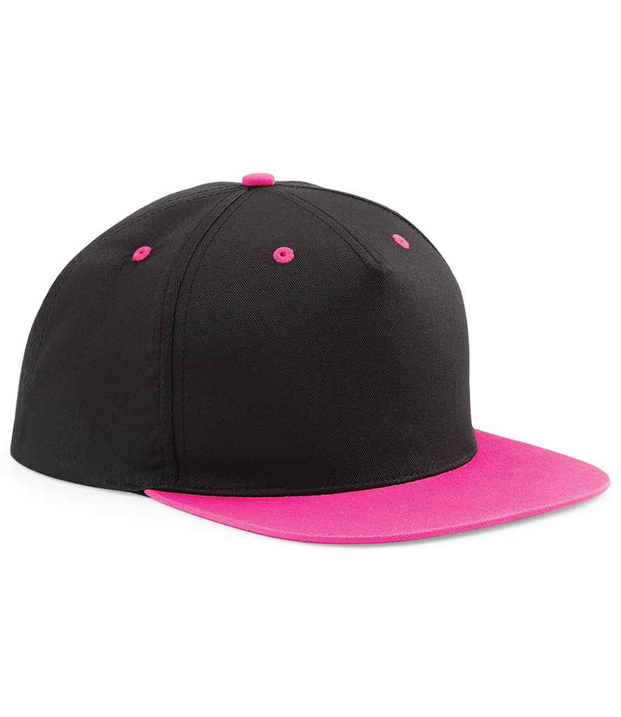 Beechfield 5 Panel Contrast Snapback in ONE Black Fuchsia by Beechfield — Custom branded clothing by Print Press, featuring premium embroidery produced in our specialist print lab in the UK.