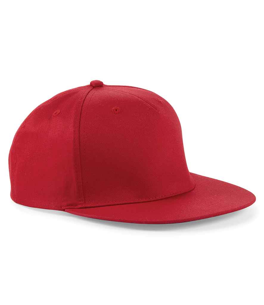 Beechfield 5 Panel Snapback Rapper Cap in ONE Classic Red by Beechfield — Custom branded clothing by Print Press, featuring premium embroidery produced in our specialist print lab in the UK.