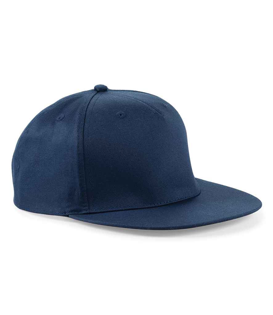 Beechfield 5 Panel Snapback Rapper Cap in ONE French Navy by Beechfield — Custom branded clothing by Print Press, featuring premium embroidery produced in our specialist print lab in the UK.