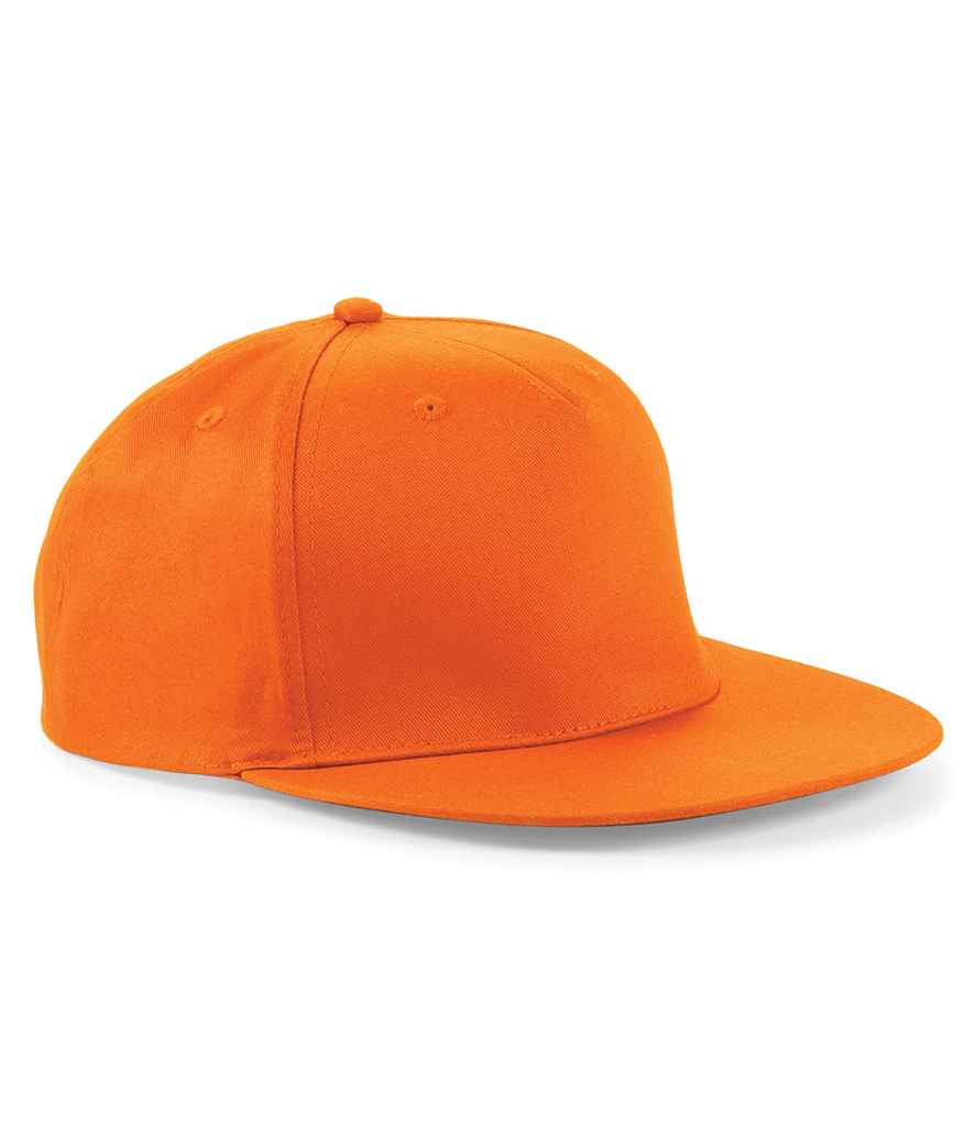 Beechfield 5 Panel Snapback Rapper Cap in ONE Orange by Beechfield — Custom branded clothing by Print Press, featuring premium embroidery produced in our specialist print lab in the UK.