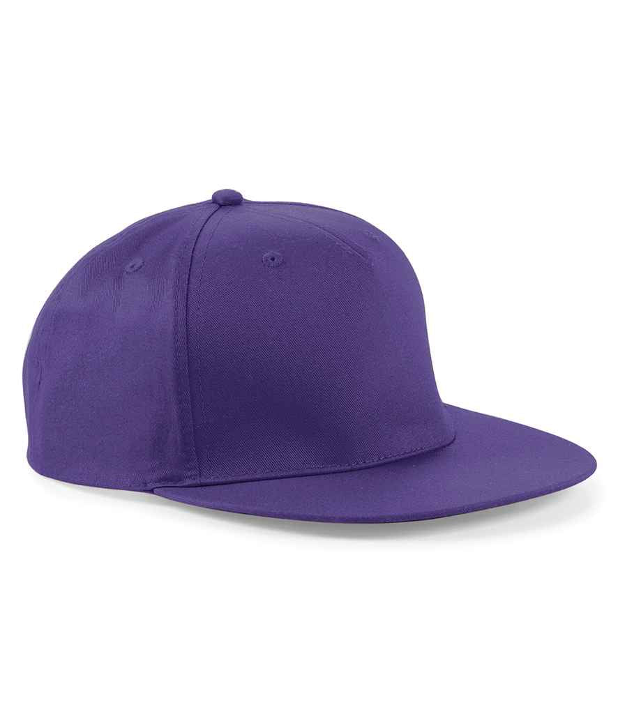 Beechfield 5 Panel Snapback Rapper Cap in ONE Purple by Beechfield — Custom branded clothing by Print Press, featuring premium embroidery produced in our specialist print lab in the UK.