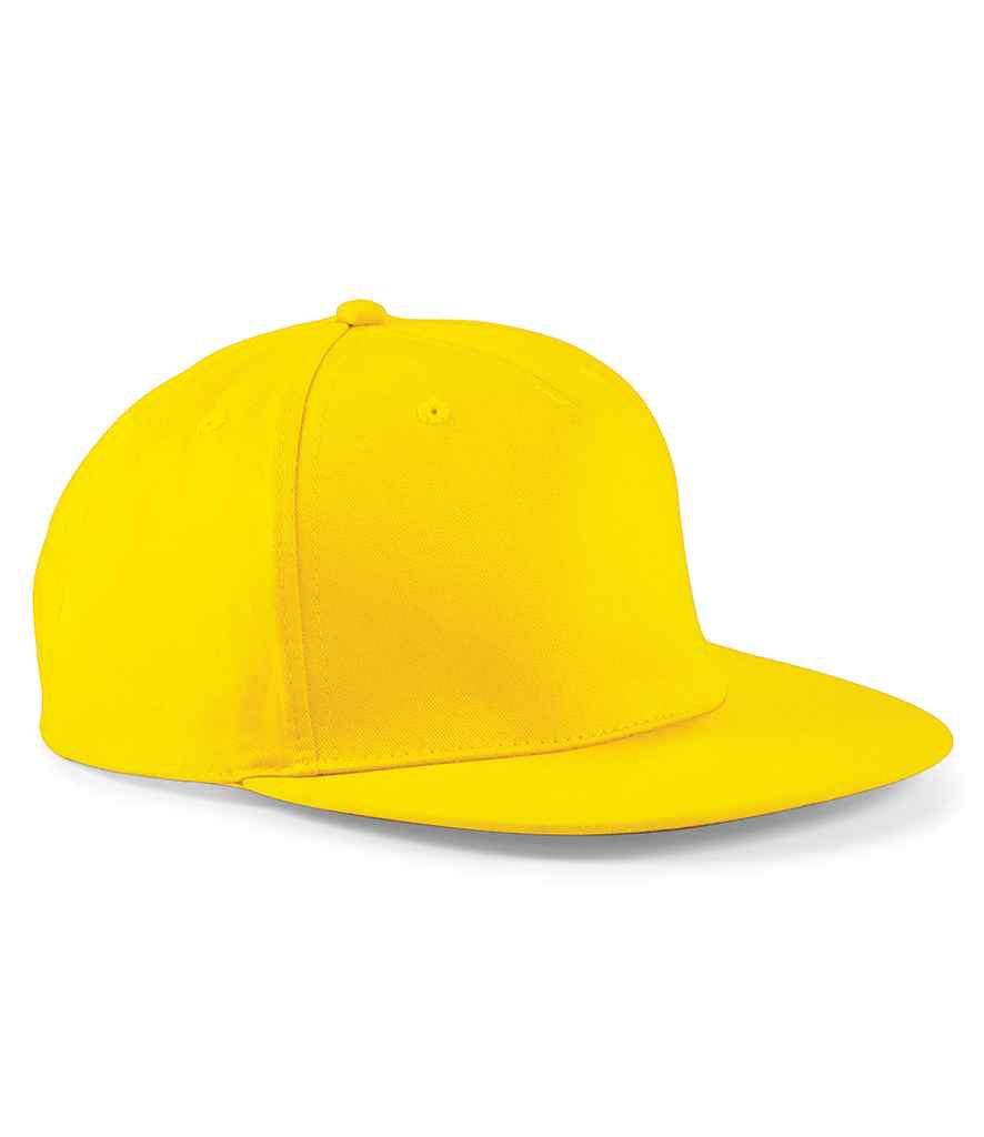 Beechfield 5 Panel Snapback Rapper Cap in ONE Yellow by Beechfield — Custom branded clothing by Print Press, featuring premium embroidery produced in our specialist print lab in the UK.