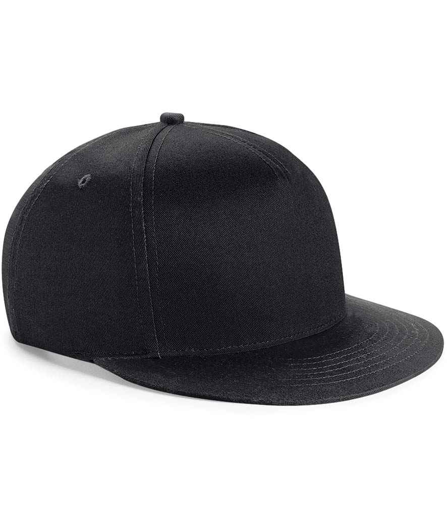 Beechfield Youth Snapback Cap in ONE Black Black by Beechfield — Custom branded clothing by Print Press, featuring premium embroidery produced in our specialist print lab in the UK.