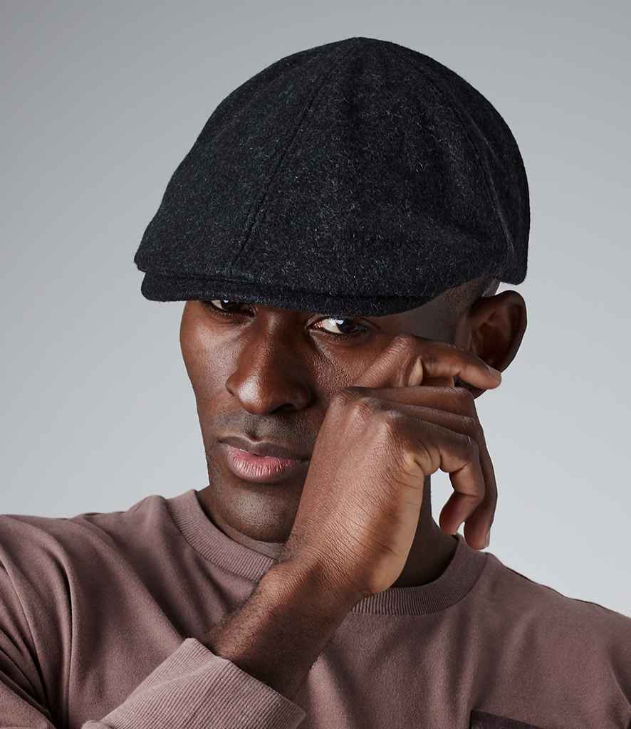 Beechfield Melton Wool Ivy Cap in ONE Charcoal Marl by Beechfield — Custom branded clothing by Print Press, featuring premium embroidery produced in our specialist print lab in the UK.