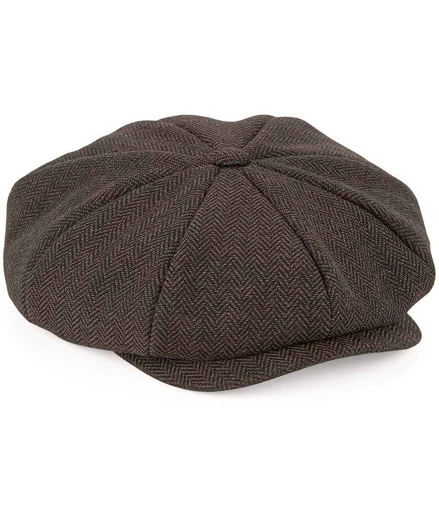 Beechfield Heritage Baker Boy Cap in S M Brown Herringbone by Beechfield — Custom branded clothing by Print Press, featuring premium embroidery produced in our specialist print lab in the UK.