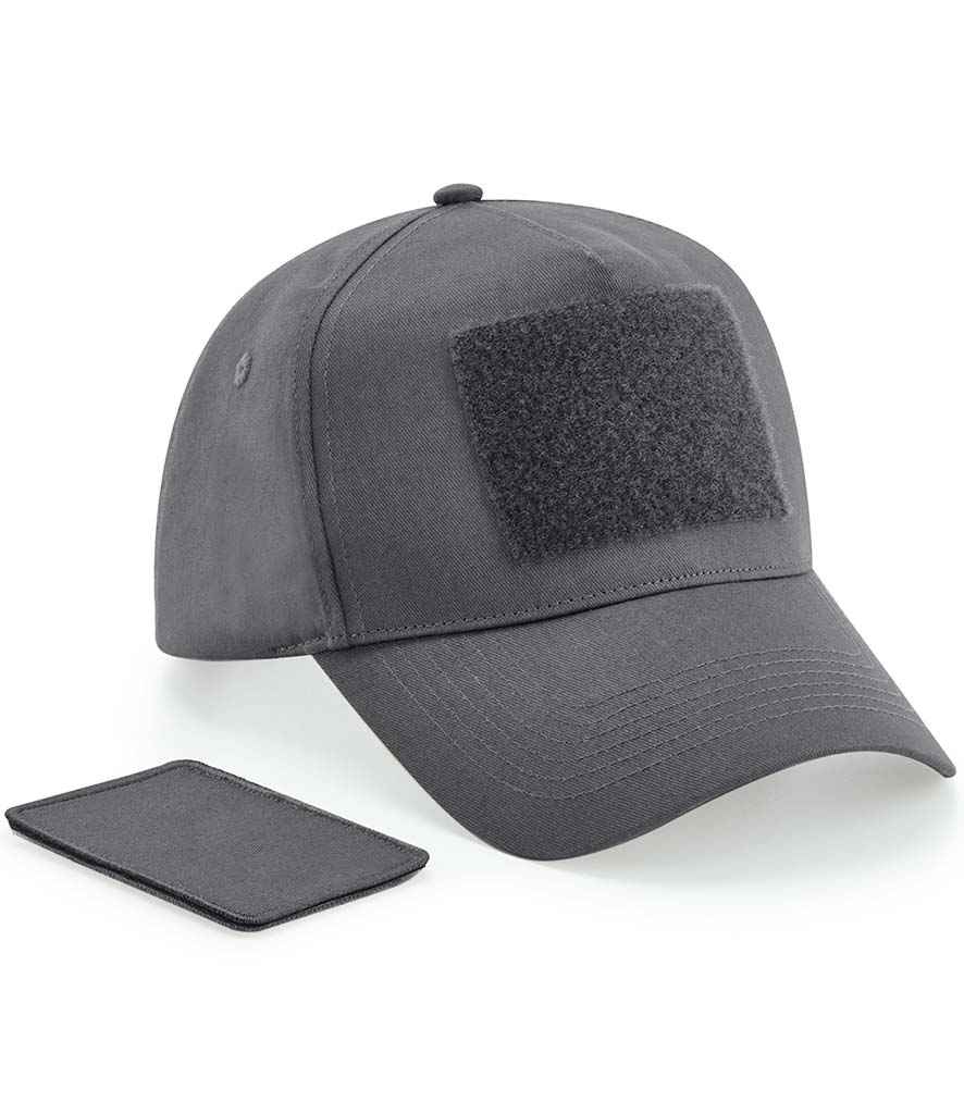 Beechfield Removable Patch 5 Panel Cap in ONE Graphite Grey by Beechfield — Custom branded clothing by Print Press, featuring premium embroidery produced in our specialist print lab in the UK.
