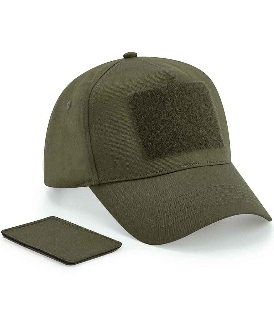 Beechfield Removable Patch 5 Panel Cap in ONE Military Green by Beechfield — Custom branded clothing by Print Press, featuring premium embroidery produced in our specialist print lab in the UK.