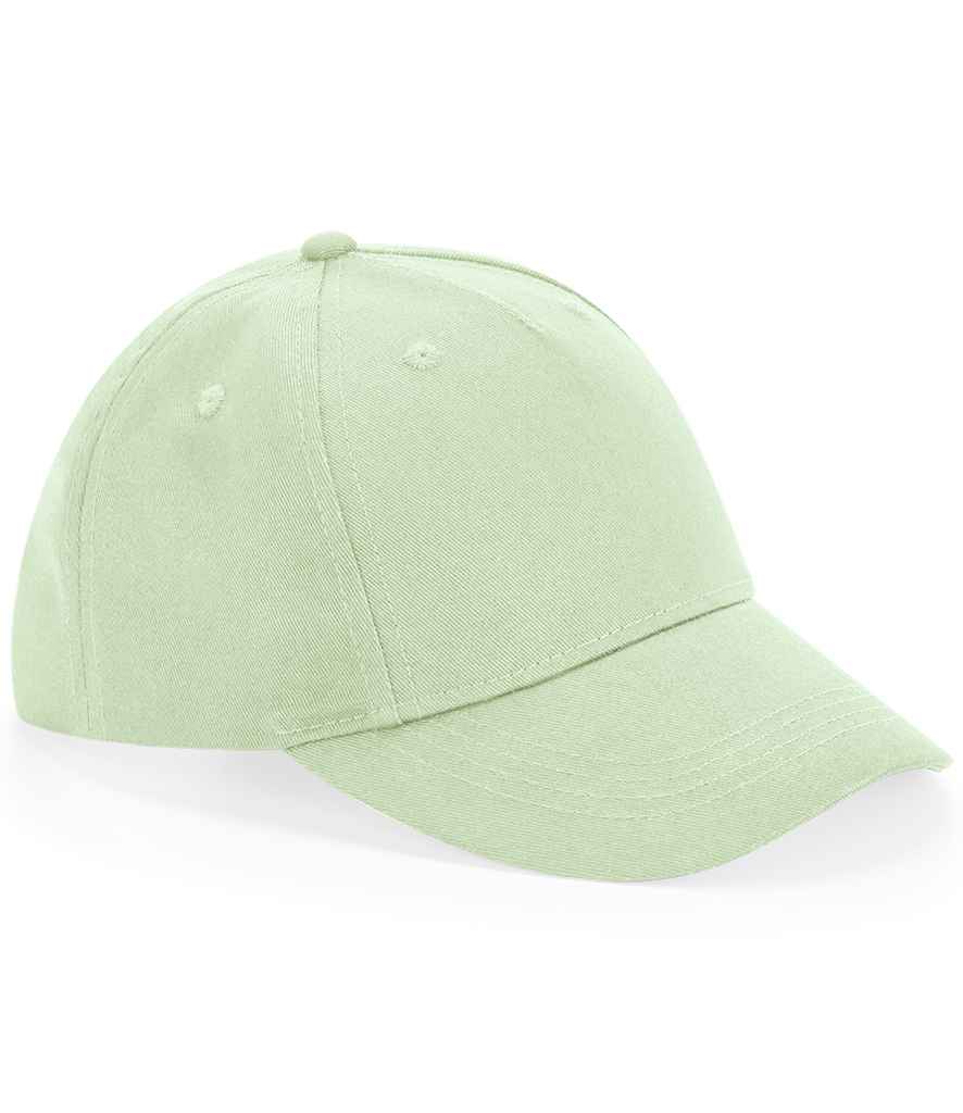 Beechfield Kids Organic Cotton 5 Panel Cap in ONE Pistachio by Beechfield — Custom branded clothing by Print Press, featuring premium embroidery produced in our specialist print lab in the UK.