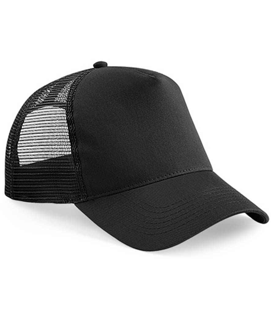 Beechfield Snapback Trucker Cap in ONE Black Black by Beechfield — Custom branded clothing by Print Press, featuring premium embroidery produced in our specialist print lab in the UK.