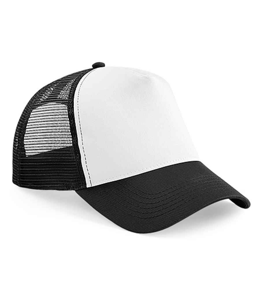 Beechfield Snapback Trucker Cap in ONE Black White by Beechfield — Custom branded clothing by Print Press, featuring premium embroidery produced in our specialist print lab in the UK.