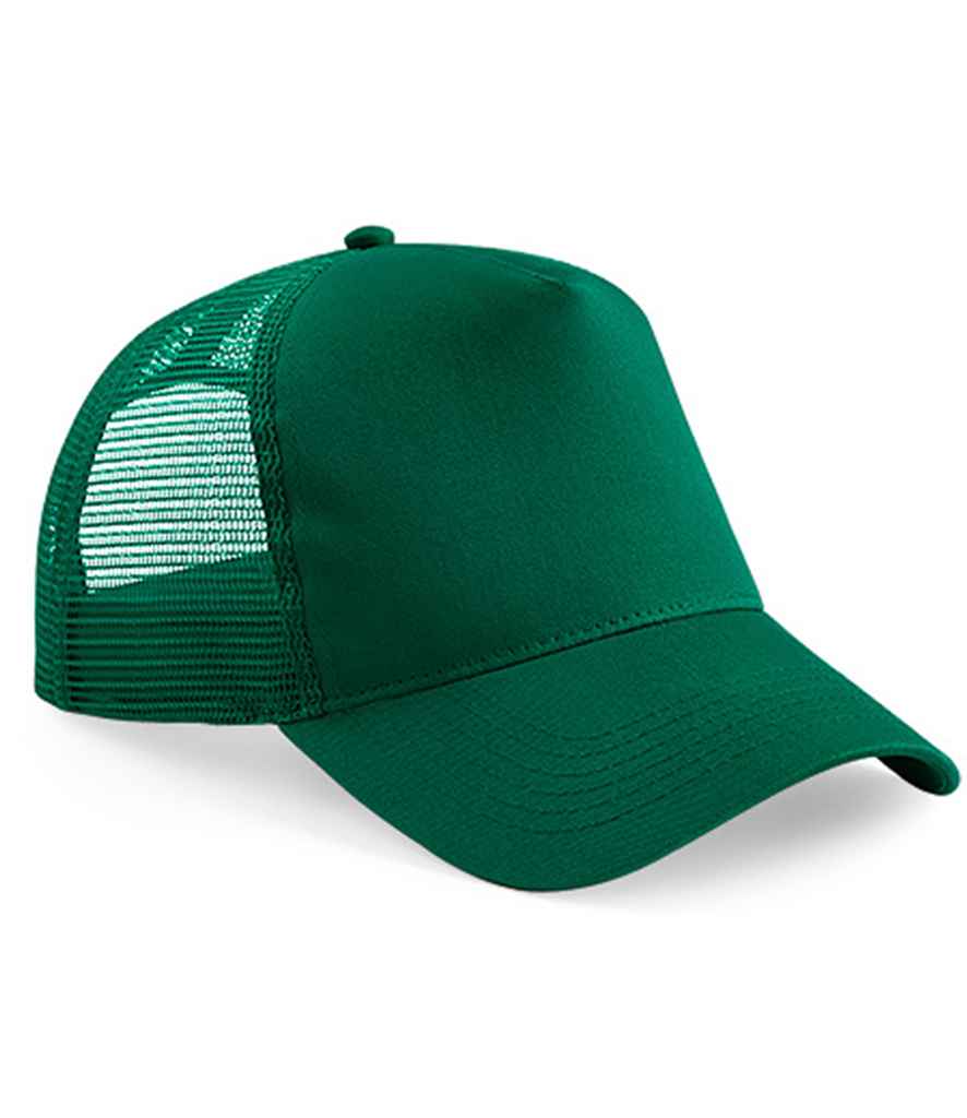 Beechfield Snapback Trucker Cap in ONE Bottle Green Bottle Green by Beechfield — Custom branded clothing by Print Press, featuring premium embroidery produced in our specialist print lab in the UK.