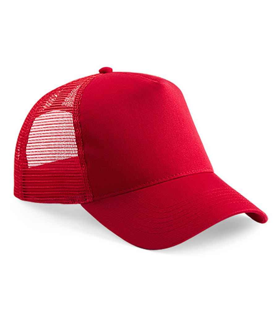 Beechfield Snapback Trucker Cap in ONE Classic Red Classic Red by Beechfield — Custom branded clothing by Print Press, featuring premium embroidery produced in our specialist print lab in the UK.