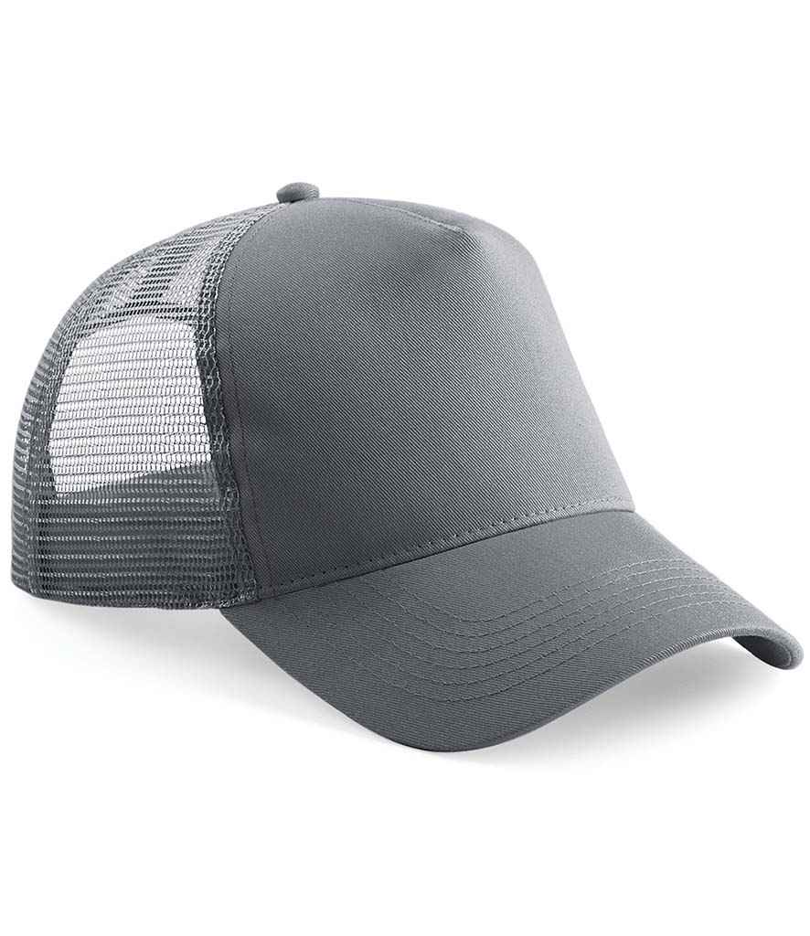 Beechfield Snapback Trucker Cap in ONE Graphite Grey Graphite Grey by Beechfield — Custom branded clothing by Print Press, featuring premium embroidery produced in our specialist print lab in the UK.