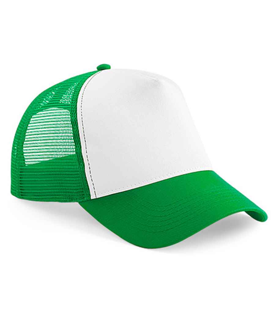 Beechfield Snapback Trucker Cap in ONE Pure Green White by Beechfield — Custom branded clothing by Print Press, featuring premium embroidery produced in our specialist print lab in the UK.